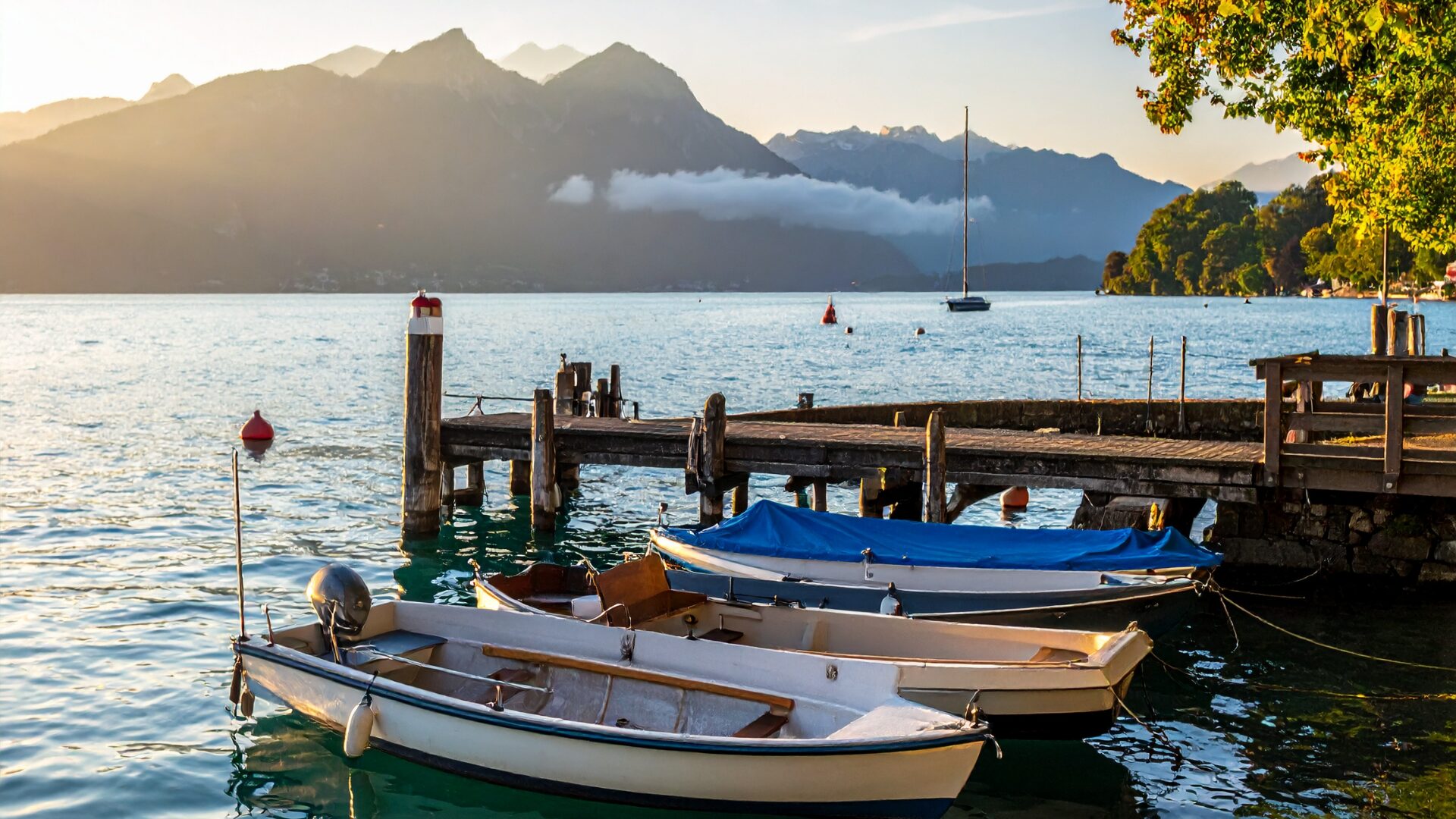 Lac d'Annecy et bateaux